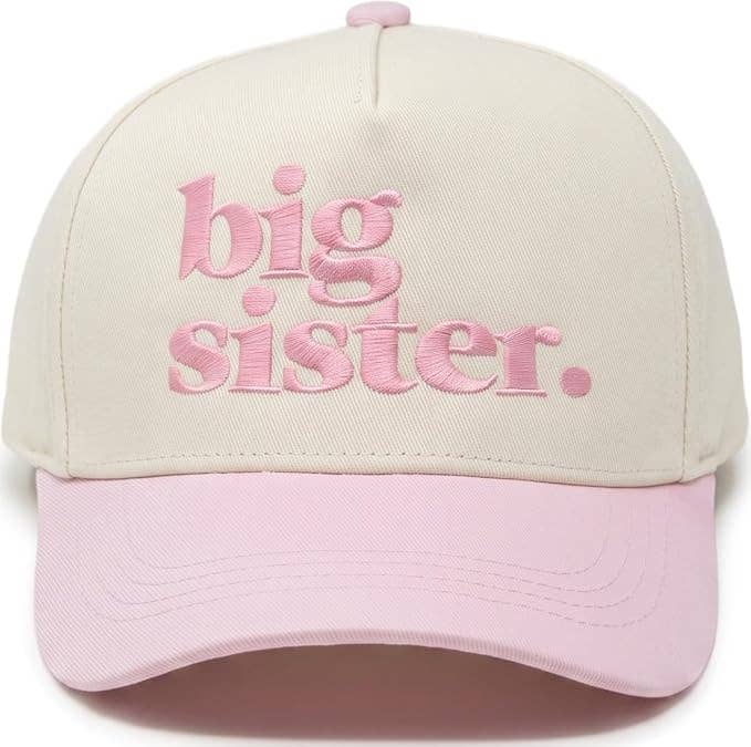 Kid/Baby 2-Tone Cap: Big Sister - Light Pink/Beige