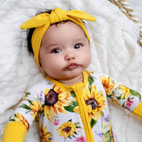 Sunflowers Baby Bamboo Zipper Pajamas