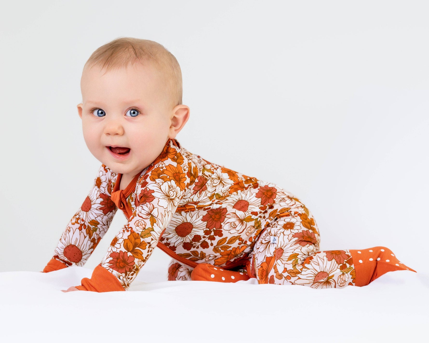 Falling For Florals Baby Bamboo Zipper Romper Pajamas - Savedra James