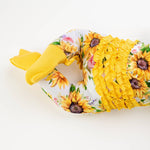 Sunflowers Ruffle Baby Bamboo Zipper Romper Pajamas - Savedra James