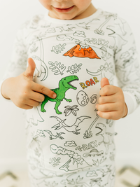 Dinosaur Coloring Pajamas 2 piece set made from Bamboo