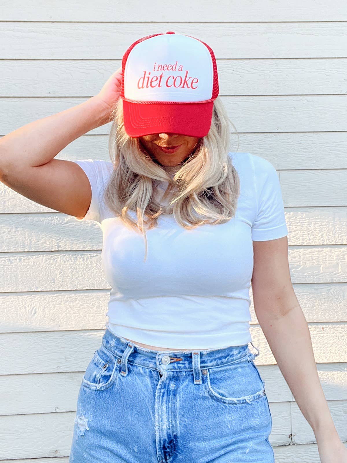 I Need a Diet Coke Trucker Hat - Red & White - Savedra James