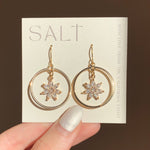 CRYSTAL FLOWER HOOP EARRINGS | gold | sparkly earrings - Savedra James