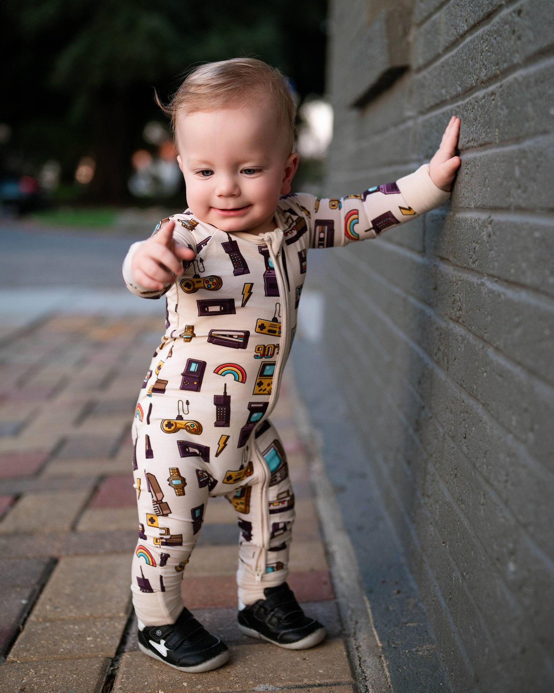 90's Retro Baby Bamboo Zipper Romper Pajamas - Savedra James