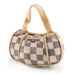 Checker Chewy Vuiton Handbag Squeaker Dog Toy - Savedra James