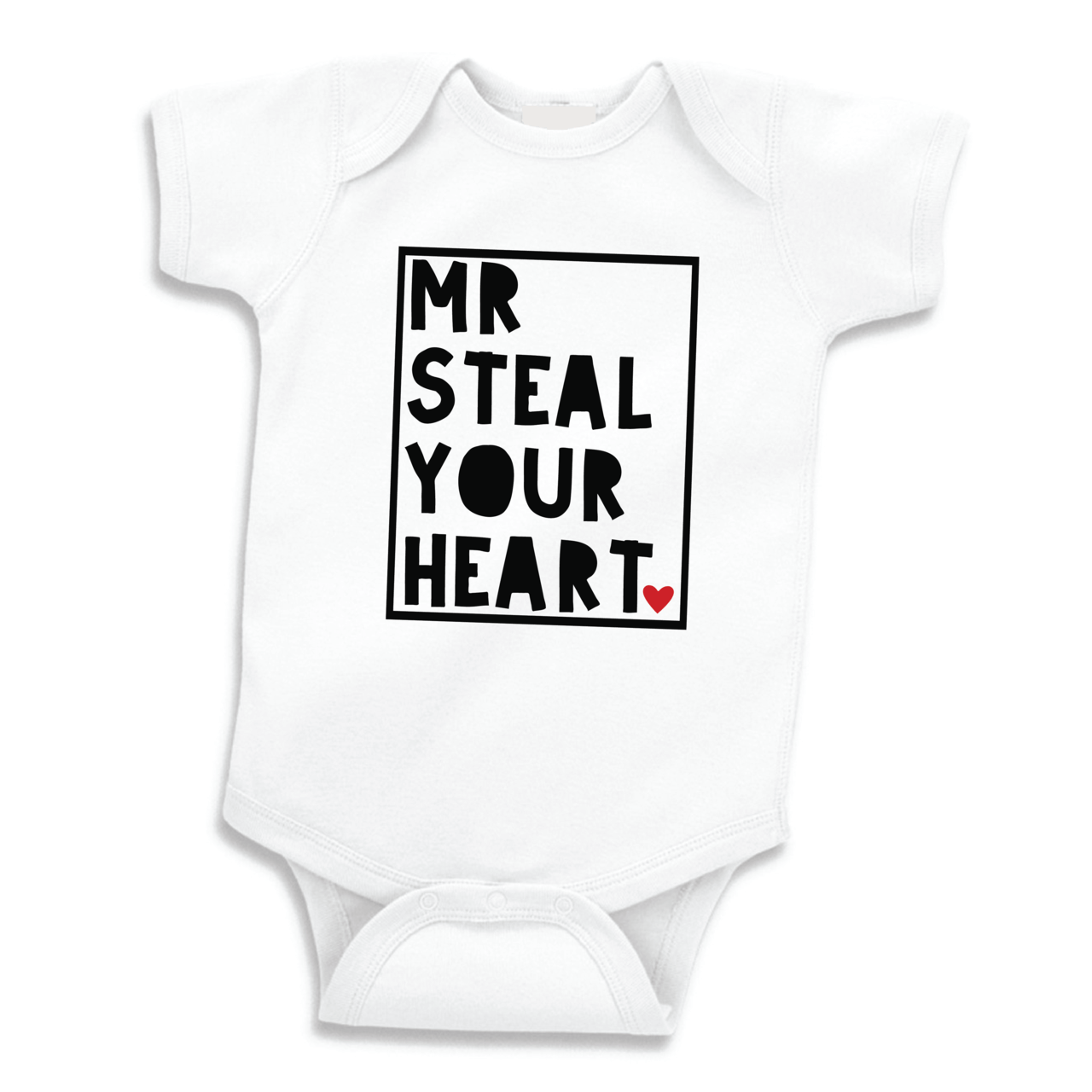 Baby Boy Valentine Onesie | “Mr. Steal Your Heart” Bodysuit