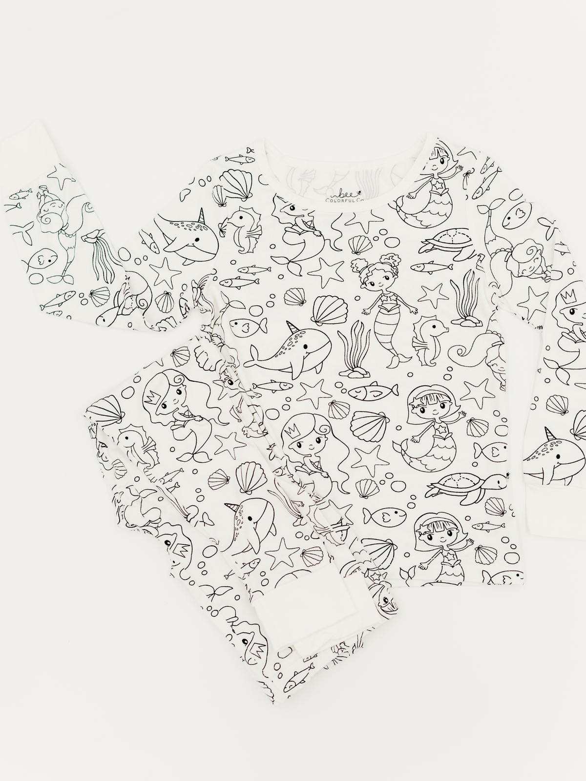 Mermaid Coloring Pajamas 2 piece set made from Bamboo