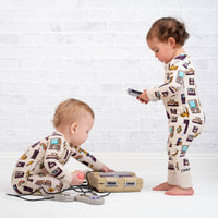 90's Retro Baby Bamboo Zipper Romper Pajamas