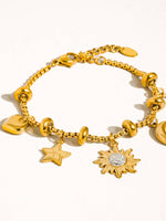 Fenix 18K Gold Non-Tarnish Star And Moon Charm Bracelet - Savedra James
