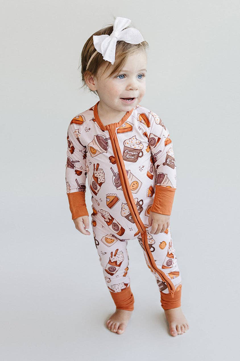 Holiday Bamboo Baby Clothing Zip Romper | Pumpkin Spice