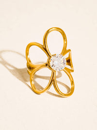 Cael 18K Gold Non-Tarnish CZ Flower Statement Ring