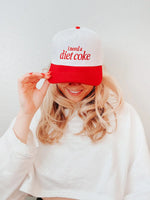 I Need a Diet Coke Embroidered Trucker Hat - Red and White - Savedra James