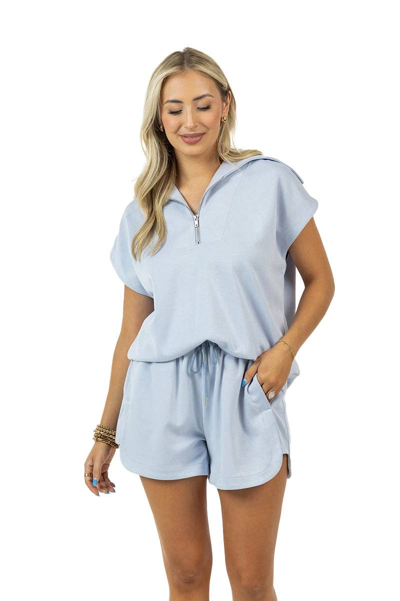 Half-Zip Athlethic Set (Light Blue)
