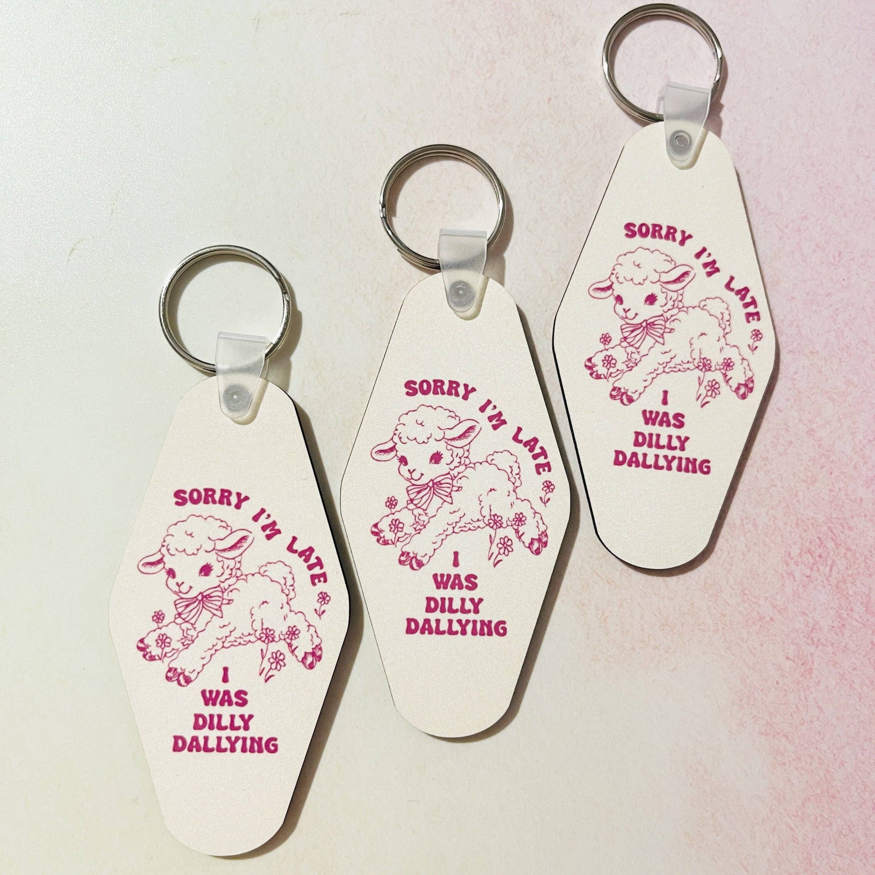 Motel Style Keychain, Sorry I'm Late, I Was Dilly Dallying - Savedra James