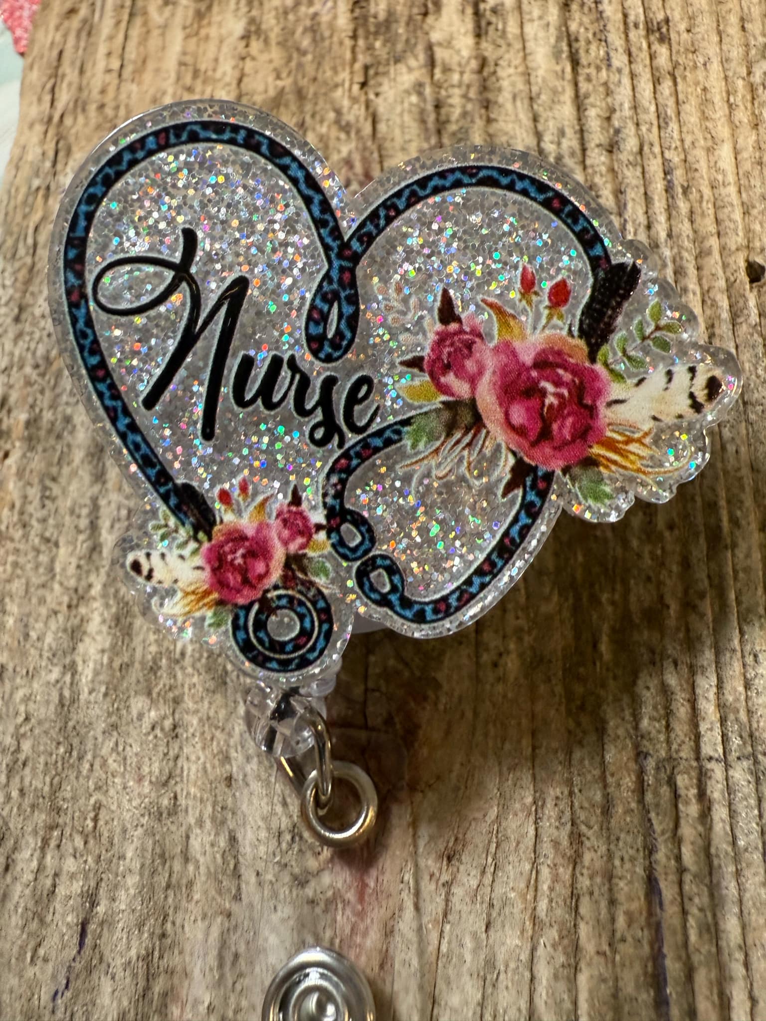 Badge Reel Glitter Nurse Stethoscope - Savedra James