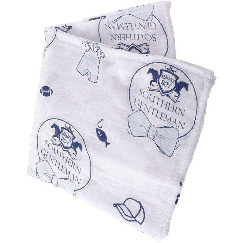 Southern Gentleman Baby Boy Muslin Swaddle Receiving Blanket