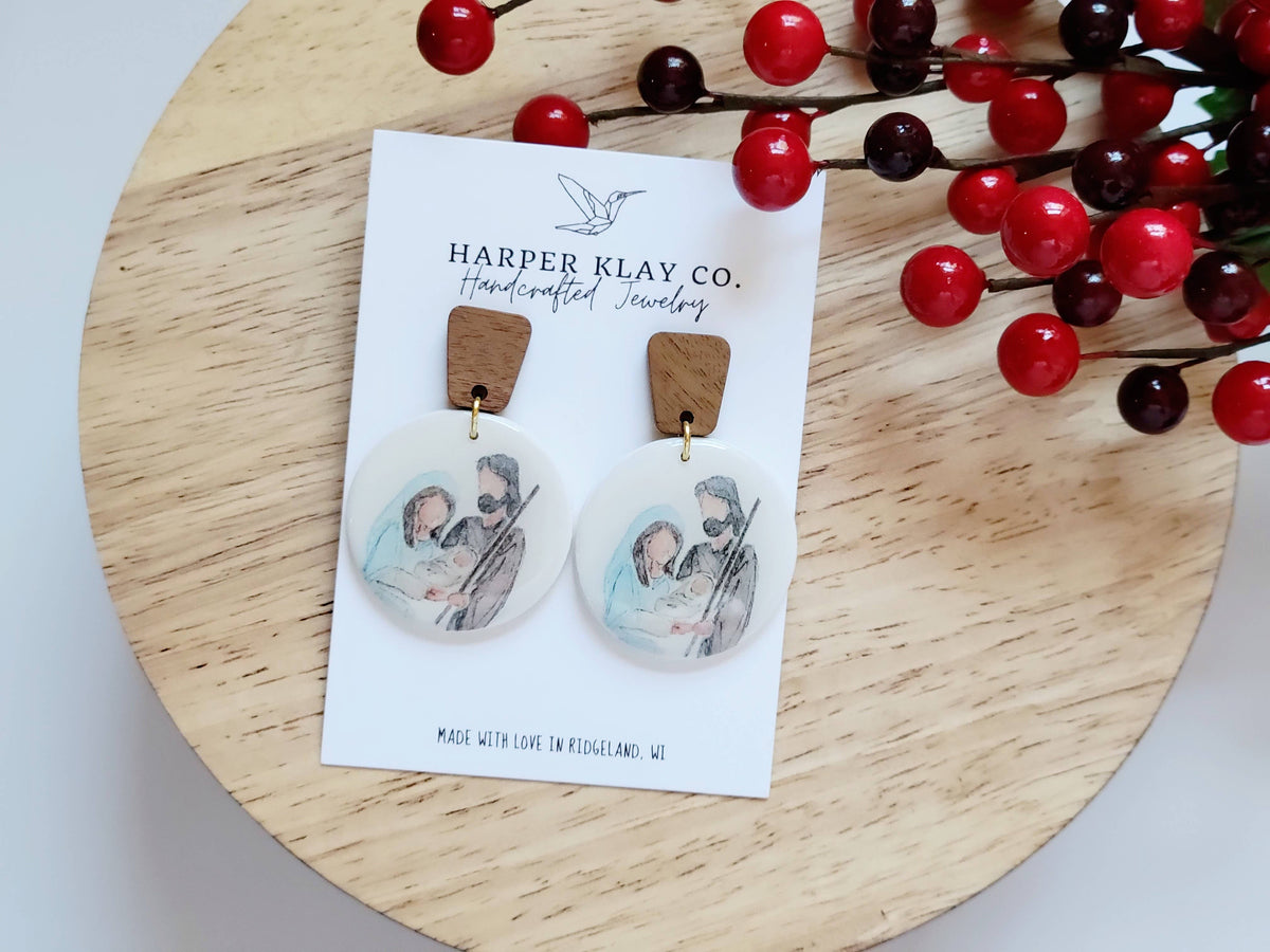 The Nativity Set- Christmas Religious Polymer Clay Earrings