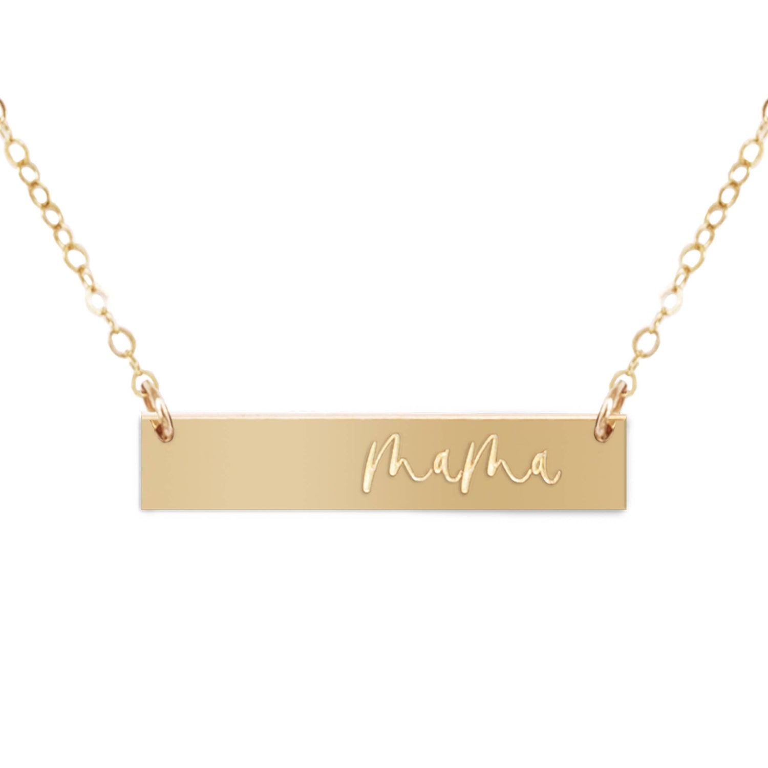 Mama Gold Filled Engraved Bar Necklace - Savedra James