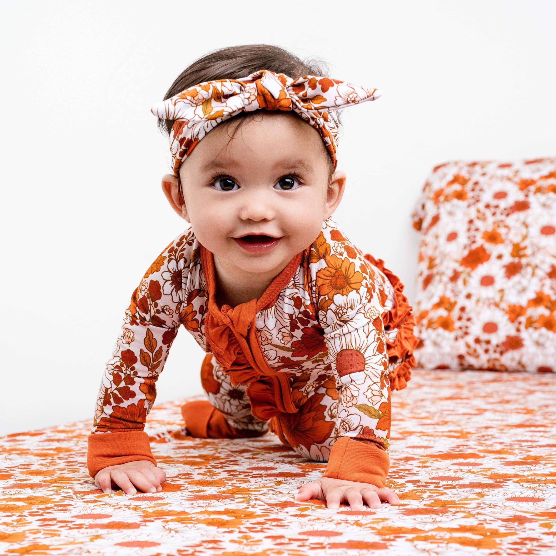 Falling For Florals Ruffle Romper Baby Bamboo Pajamas - Savedra James