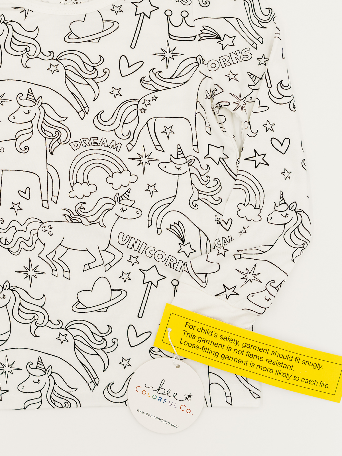 Unicorn Coloring Pajamas 2 piece set made from Bamboo