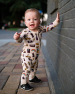 90's Retro Baby Bamboo Zipper Romper Pajamas - Savedra James