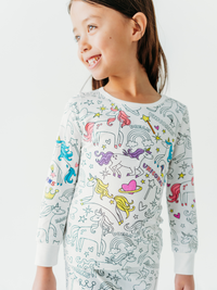 Unicorn Coloring Pajamas 2 piece set made from Bamboo