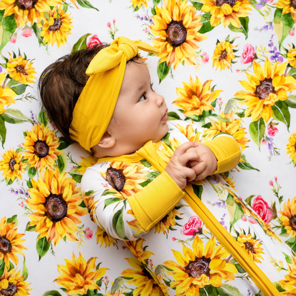 Sunflowers Baby Bamboo Zipper Pajamas