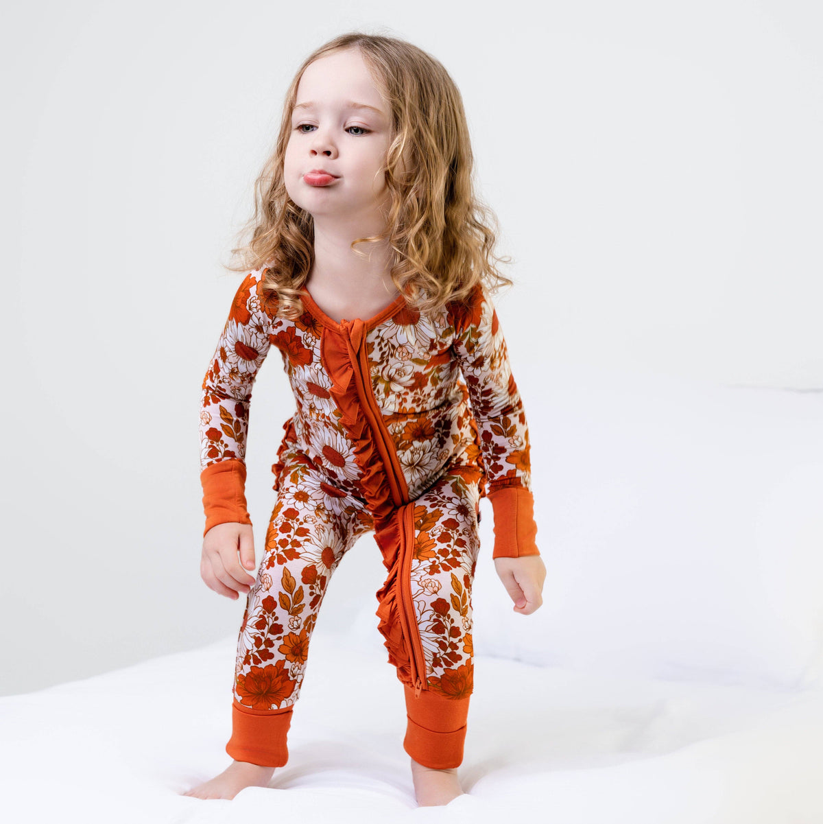 Falling For Florals Ruffle Romper Baby Bamboo Pajamas