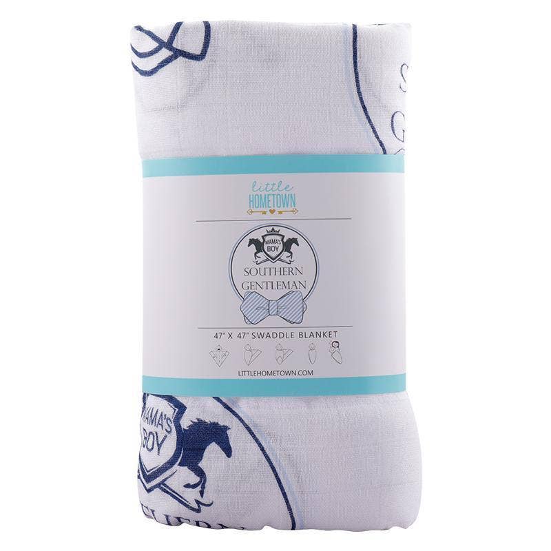 Southern Gentleman Baby Boy Muslin Swaddle Receiving Blanket - Savedra James