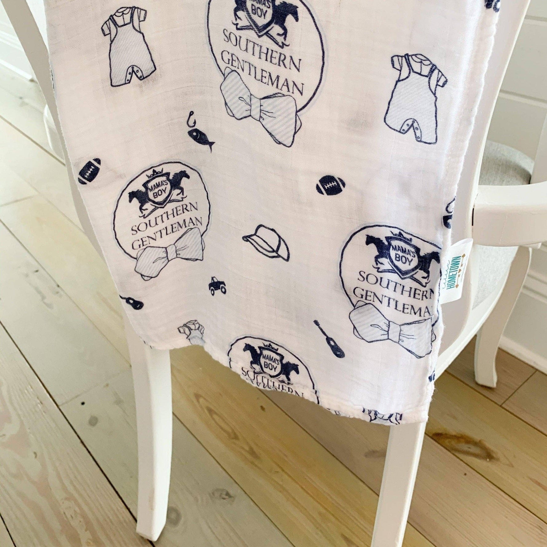 Southern Gentleman Baby Boy Muslin Swaddle Receiving Blanket - Savedra James