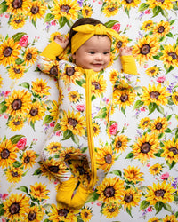 Sunflowers Baby Bamboo Zipper Pajamas