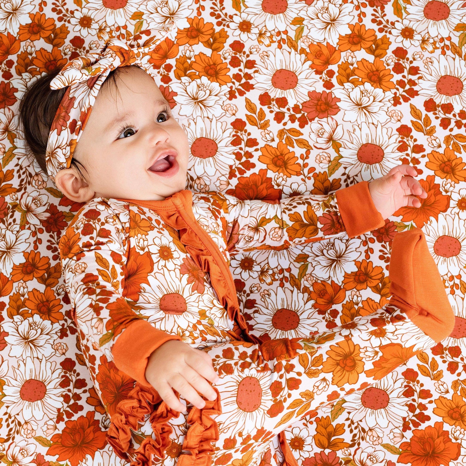 Falling For Florals Ruffle Romper Baby Bamboo Pajamas - Savedra James