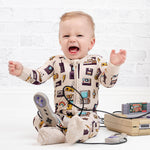 90's Retro Baby Bamboo Zipper Romper Pajamas - Savedra James