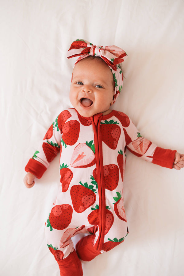 Berry Sweet Baby Bamboo Zipper Romper Pajamas