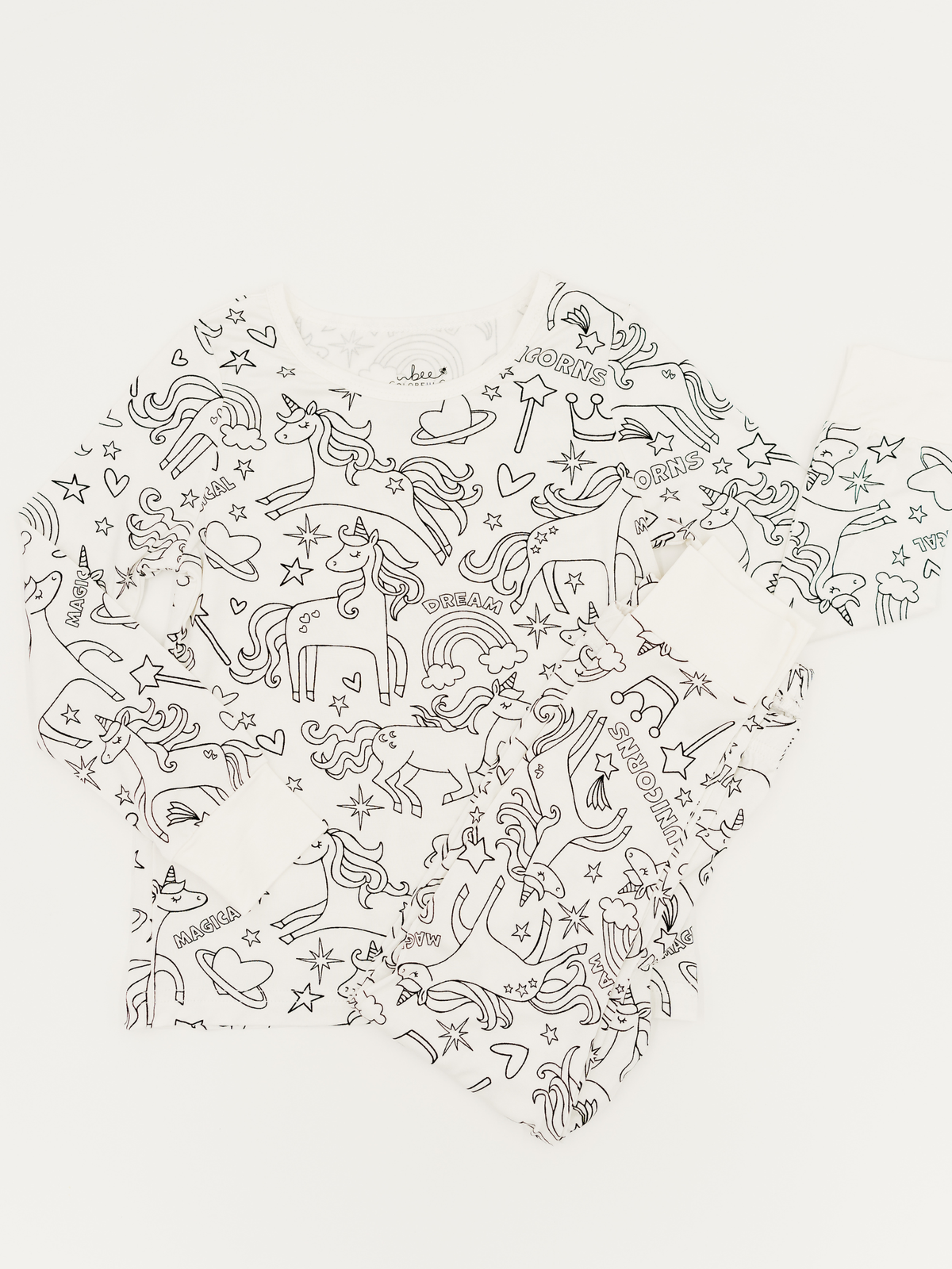 Unicorn Coloring Pajamas 2 piece set made from Bamboo