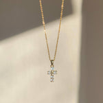 CRYSTAL CROSS NECKLACE | gold | diamond cross necklace - Savedra James