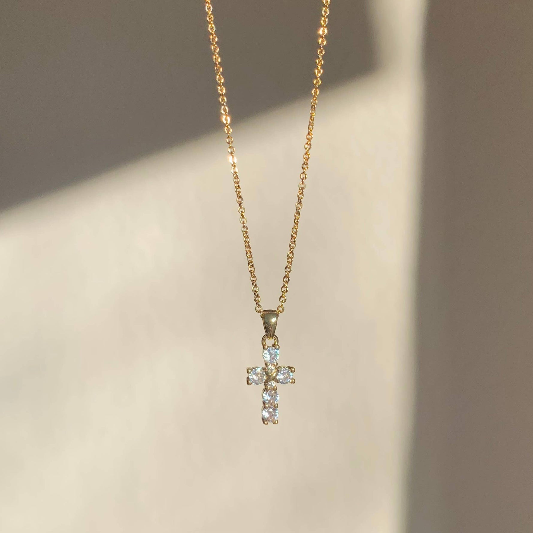 CRYSTAL CROSS NECKLACE | gold | diamond cross necklace - Savedra James