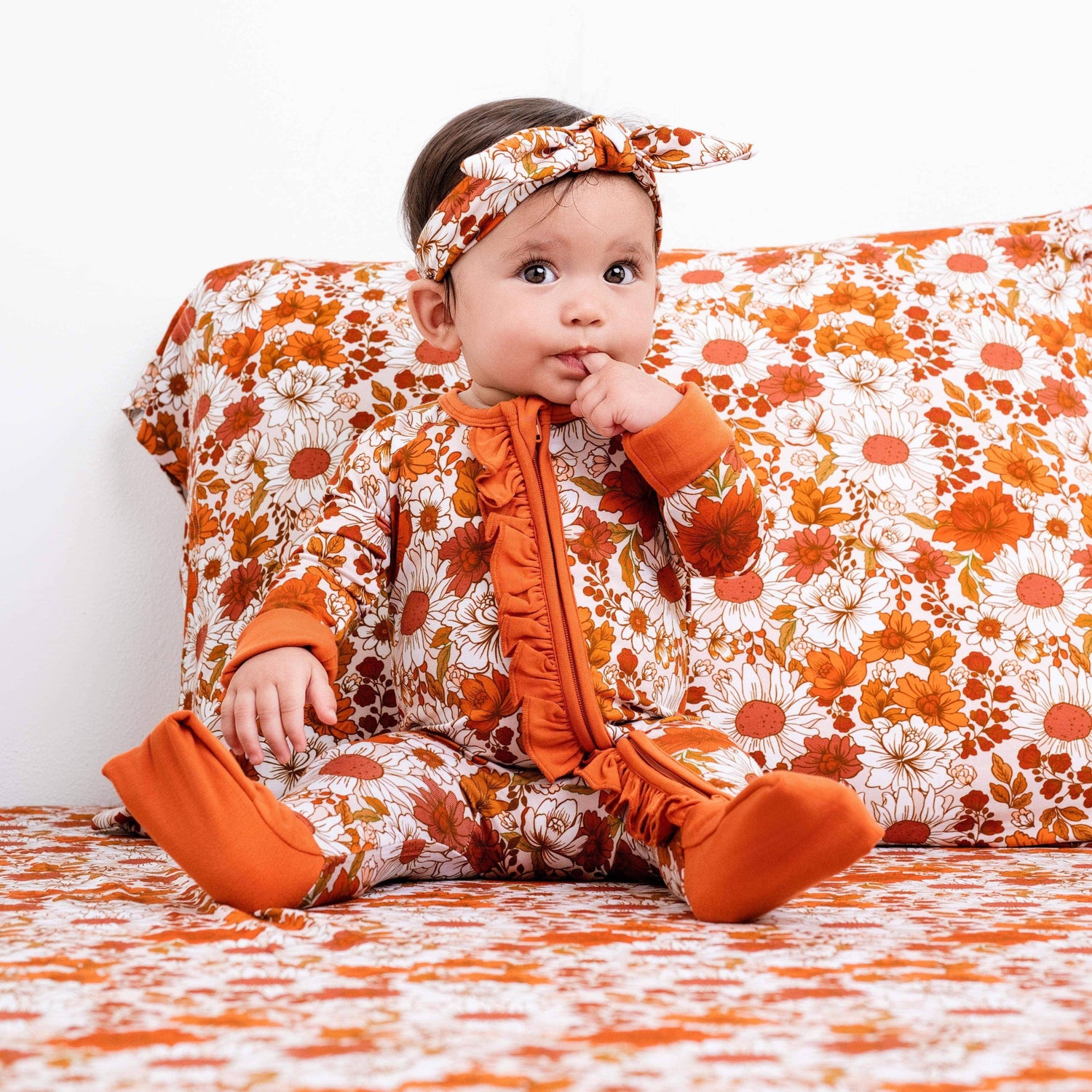 Falling For Florals Ruffle Romper Baby Bamboo Pajamas - Savedra James