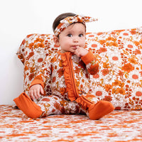 Falling For Florals Ruffle Romper Baby Bamboo Pajamas