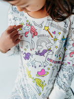 Unicorn Coloring Pajamas 2 piece set made from Bamboo - Savedra James