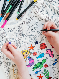 Mermaid Coloring Pajamas 2 piece set made from Bamboo