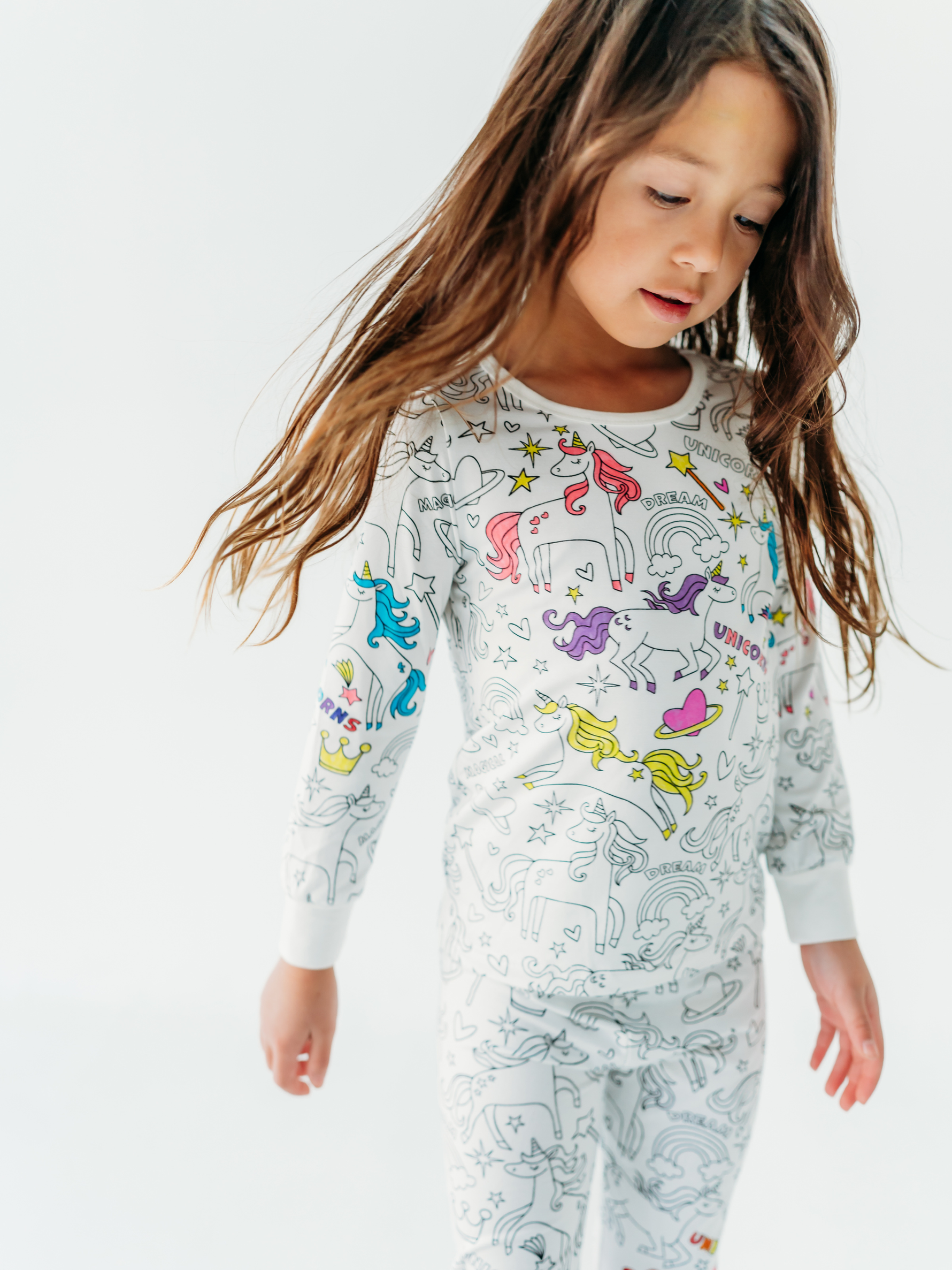 Unicorn Coloring Pajamas 2 piece set made from Bamboo - Savedra James