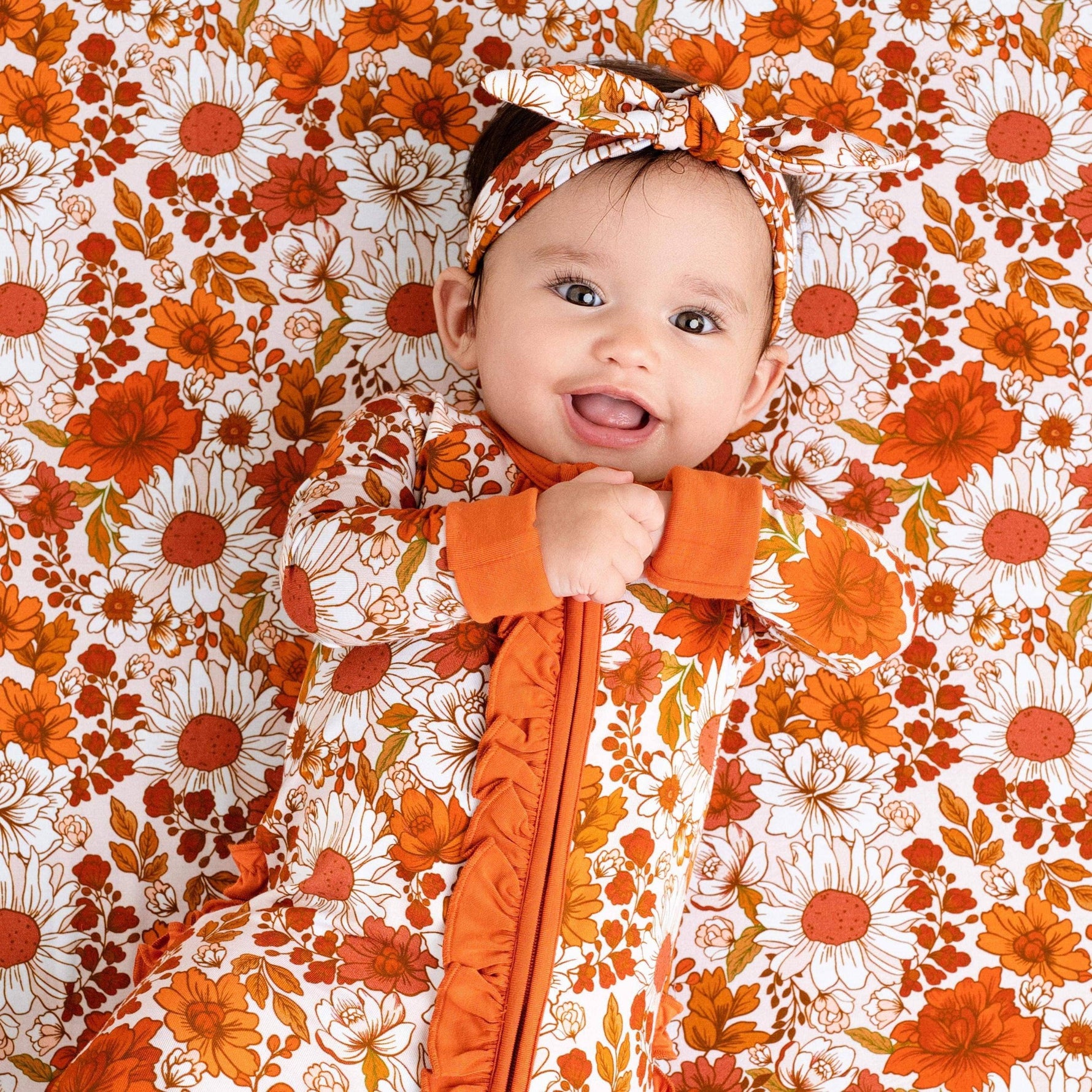 Falling For Florals Ruffle Romper Baby Bamboo Pajamas - Savedra James