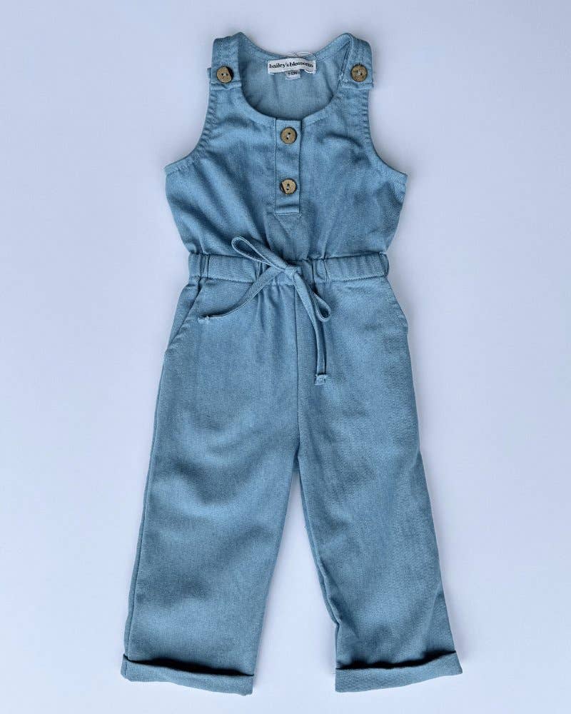 Ari Button Front Denim Jumpsuit