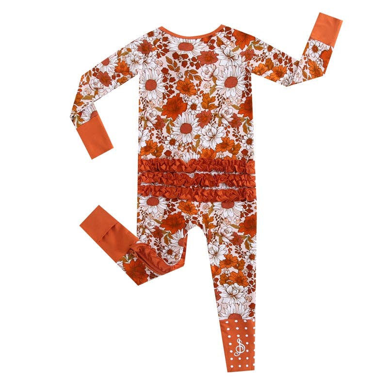 Falling For Florals Ruffle Romper Baby Bamboo Pajamas - Savedra James