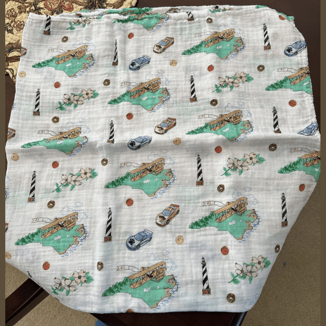 North Carolina Baby Muslin Swaddle Receiving Blanket