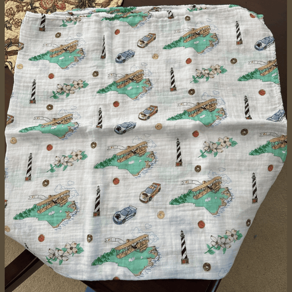 North Carolina Baby Muslin Swaddle Receiving Blanket