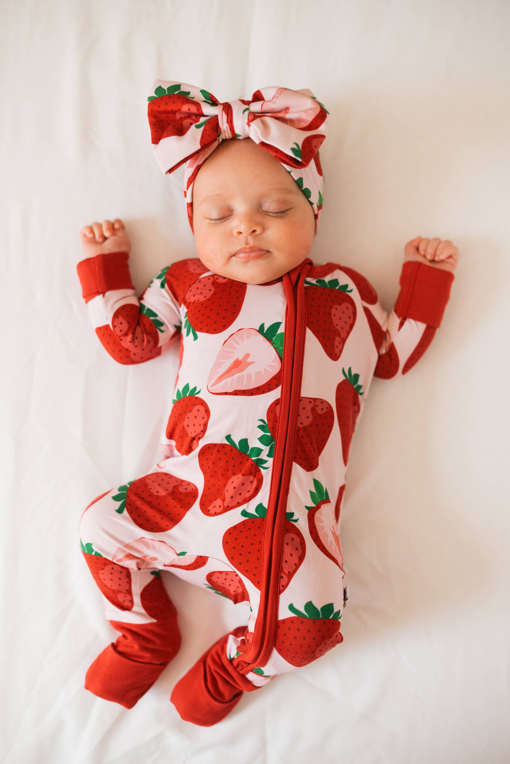 Berry Sweet Baby Bamboo Zipper Romper Pajamas - Savedra James