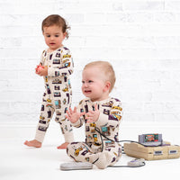 90's Retro Baby Bamboo Zipper Romper Pajamas