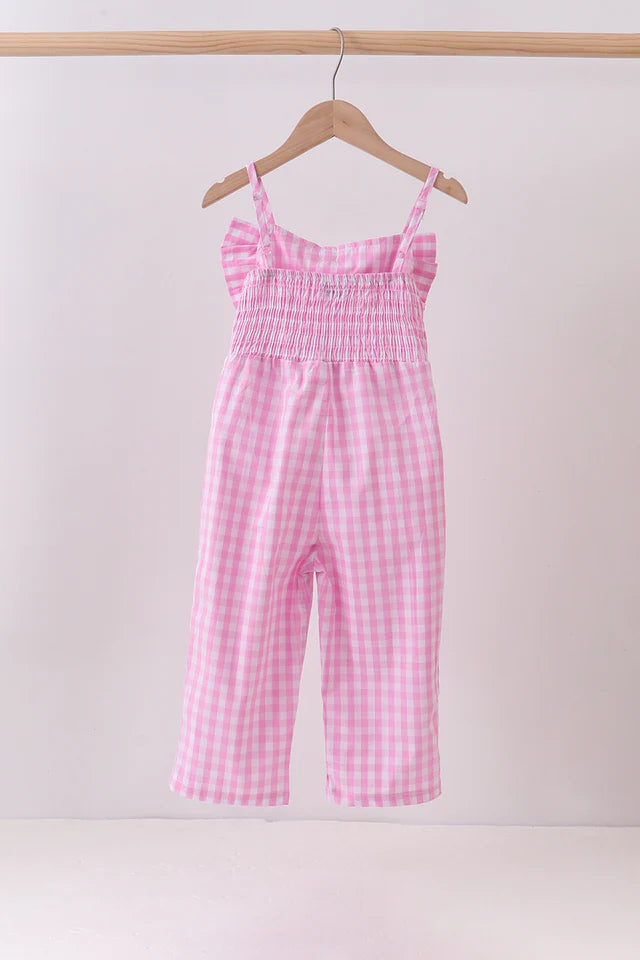 Pink Bow Gingham Jumpsuit